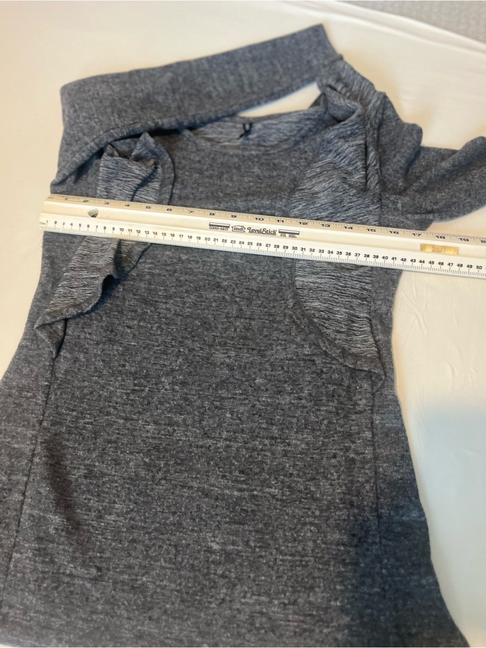 Massini Charcoal Gray Long Sleeve Ruffle Top - Picture 3 of 7